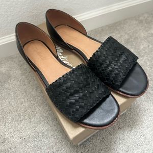 Madewell Open Toe Flat Sandals in Woven Leather